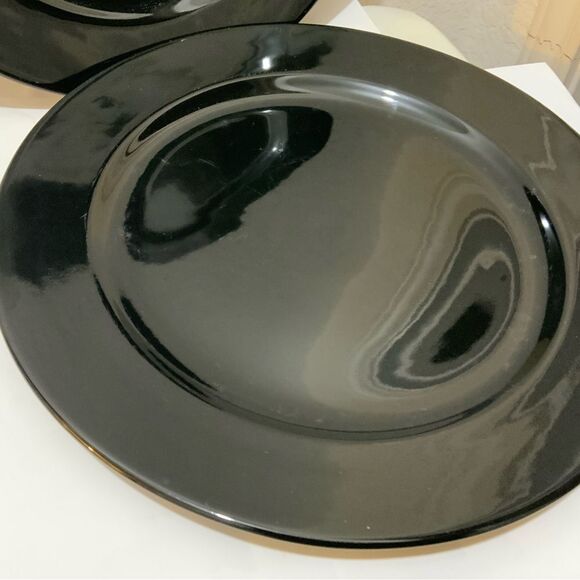 CROWN STONEWARE THAILAND  BLACK PLATTERS 12.5” SET OF 2 microwave oven safe - Picture 3 of 6